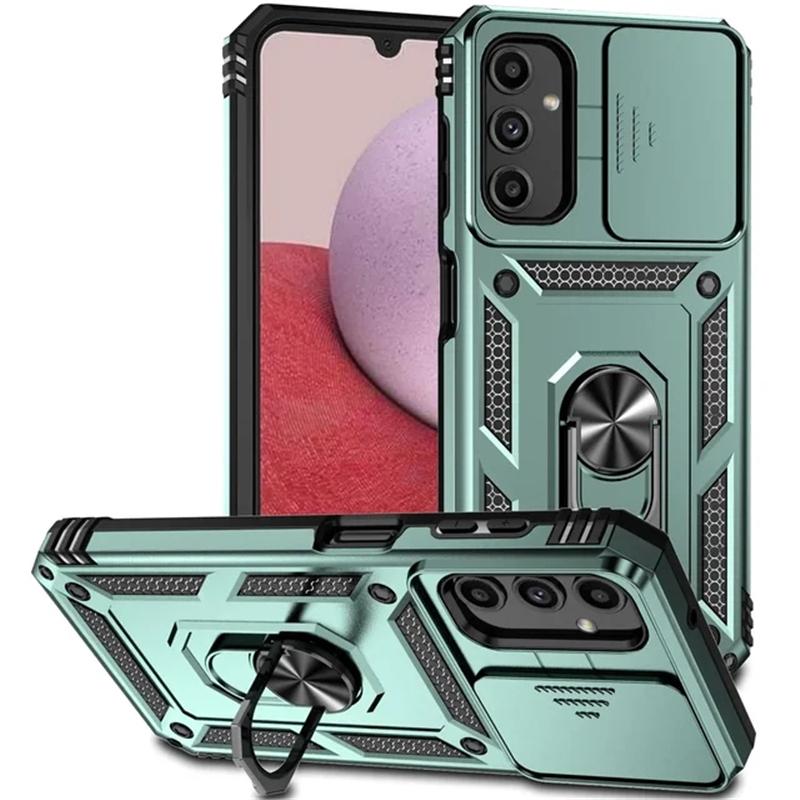 Schiebeobjektiv stoßfeste Rüstungsringhülle für Samsung Galaxy A05S A15 A25 A54 A04S A14 A34 A54 5G S20 S21 S22 S23 S24 Ultra Plus FE Standrückseitige Abdeckung For Samsung S23 Plus grün