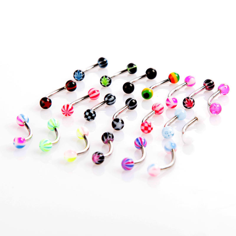 20 Stück mehrfarbige Barbell-Curvado-Cejas-Anillos-Bares-Cool-Piercing-Tragus bunt