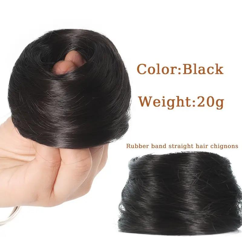 1Pc Synthetische Haarknoten Gerade Chignon Elastisches Gummiband Gefälschte Haarspange Haarschwanzverlängerung Hochsteckfrisur Haarteil Pferdeschwanz
