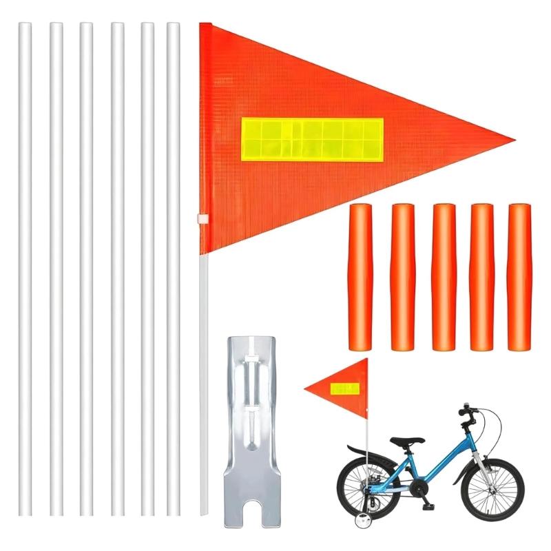 13 Stück verstellbare Fahrrad-Warnflaggen für Kinder inklusive Glasfaserstangen Fahrradzubehör 1 white
