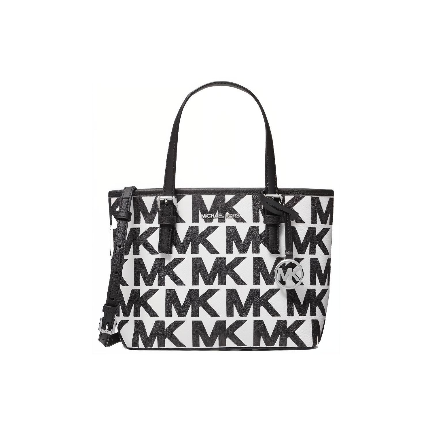 Michael Kors Mk Jet Set Monogramm Logo Print Leder Tragetasche Damen Tragetasche 35F1STVT0B-OPTIC-WHITE Basic Set (Bag+Dust Bag)