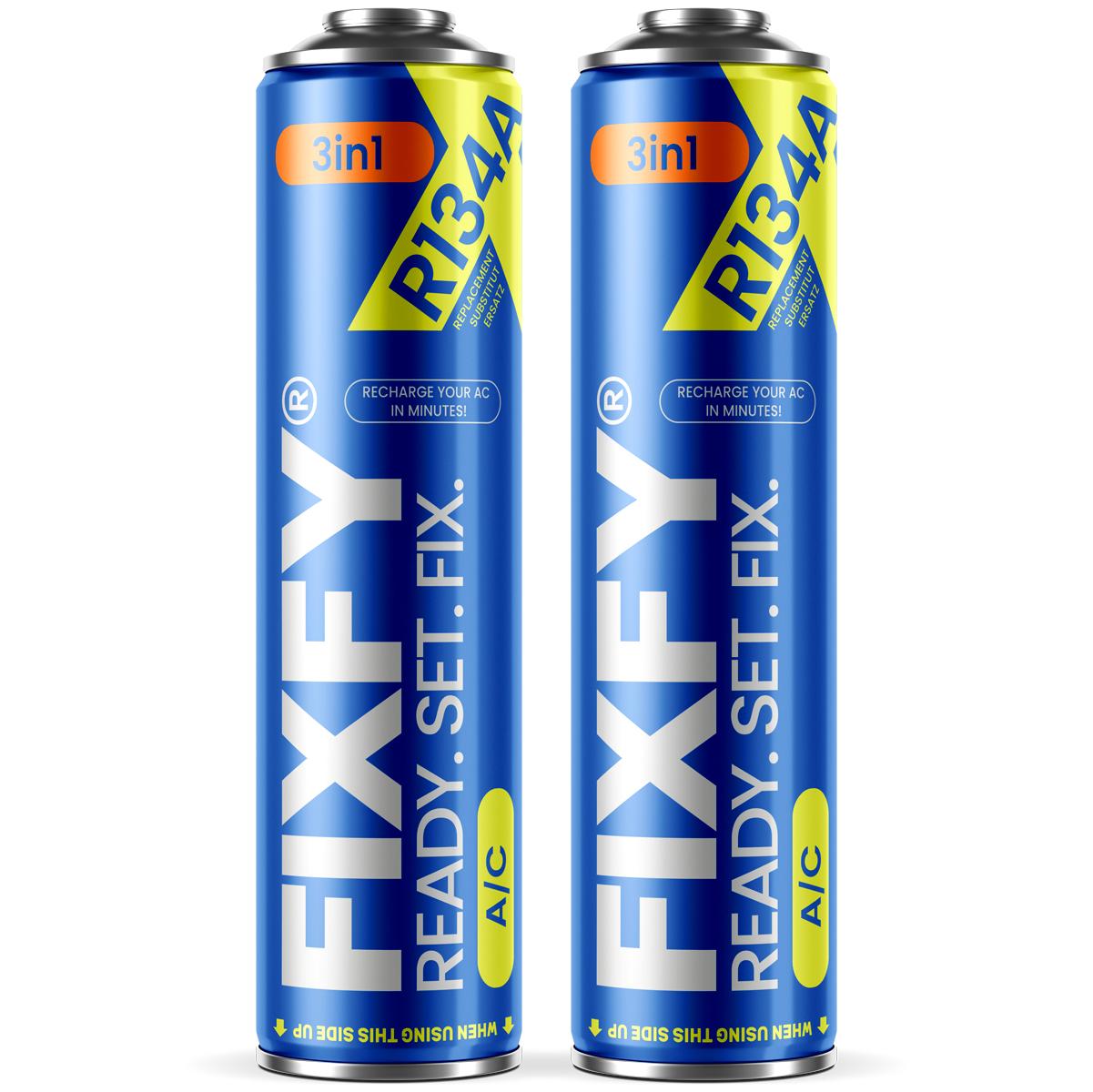 Fixfy 3-in-1 Klimaanlagen-Nachfüllgas 500 ml - 2x Große Dose +70 % R134A