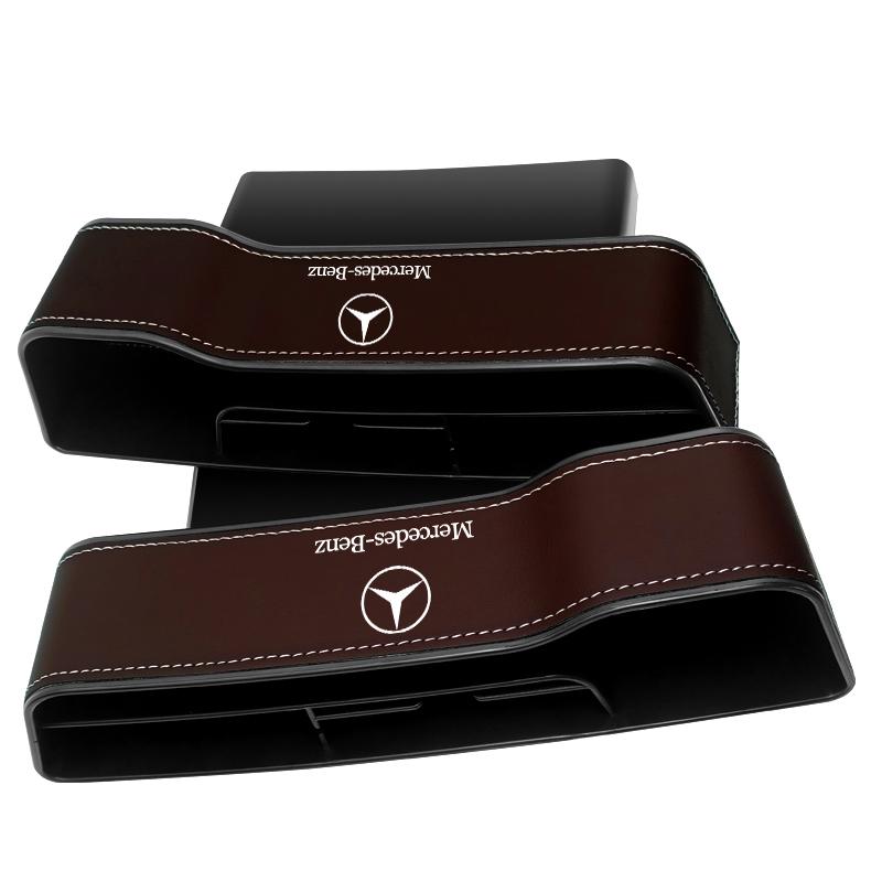 Autositz Lücken Organizer Multifunktionale Aufbewahrungsbox Becherhalter Für Mercedes Benz AMG W212 W205 W246 W177 W176 W213 GLC GLE GLS ML Willkommen Laser Logo Lampe benz braun