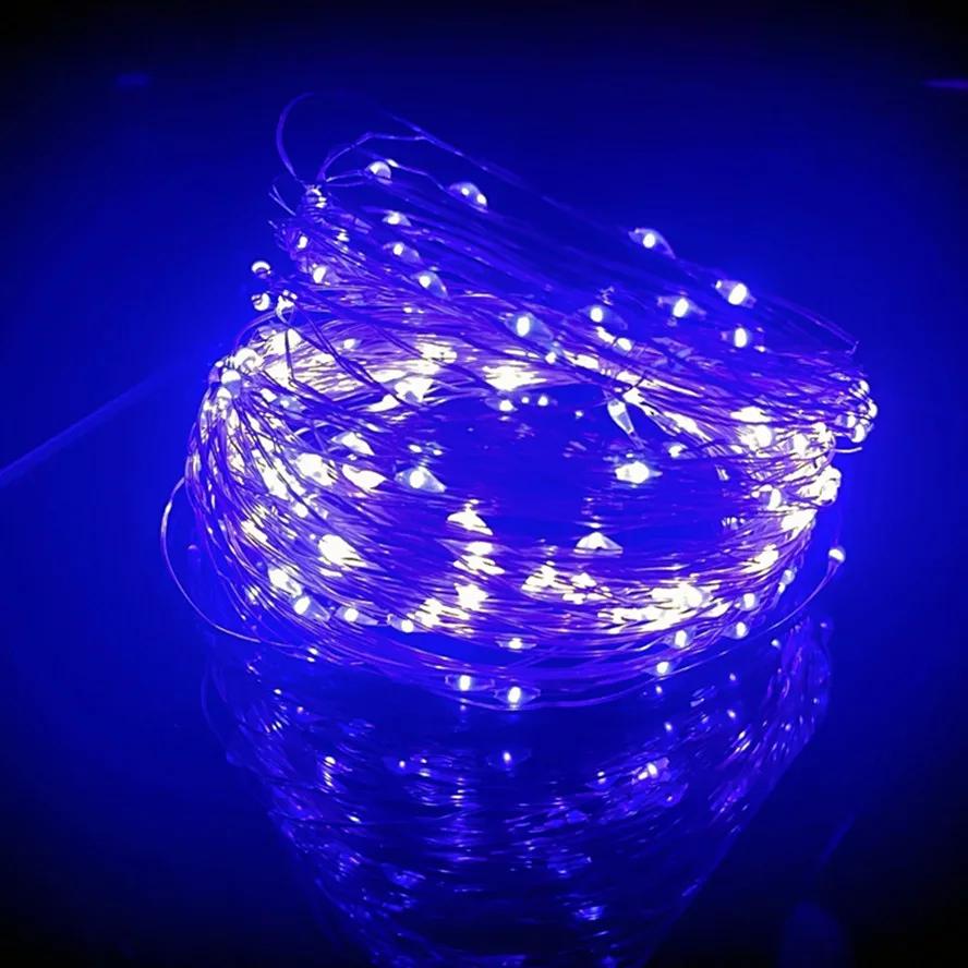 Weihnachten Licht 10M 20M Kupfer Silber Draht USB LED Lichterketten Wasserdichte Urlaub Beleuchtung Für Fee Weihnachten hochzeit Party Decor 1M violett