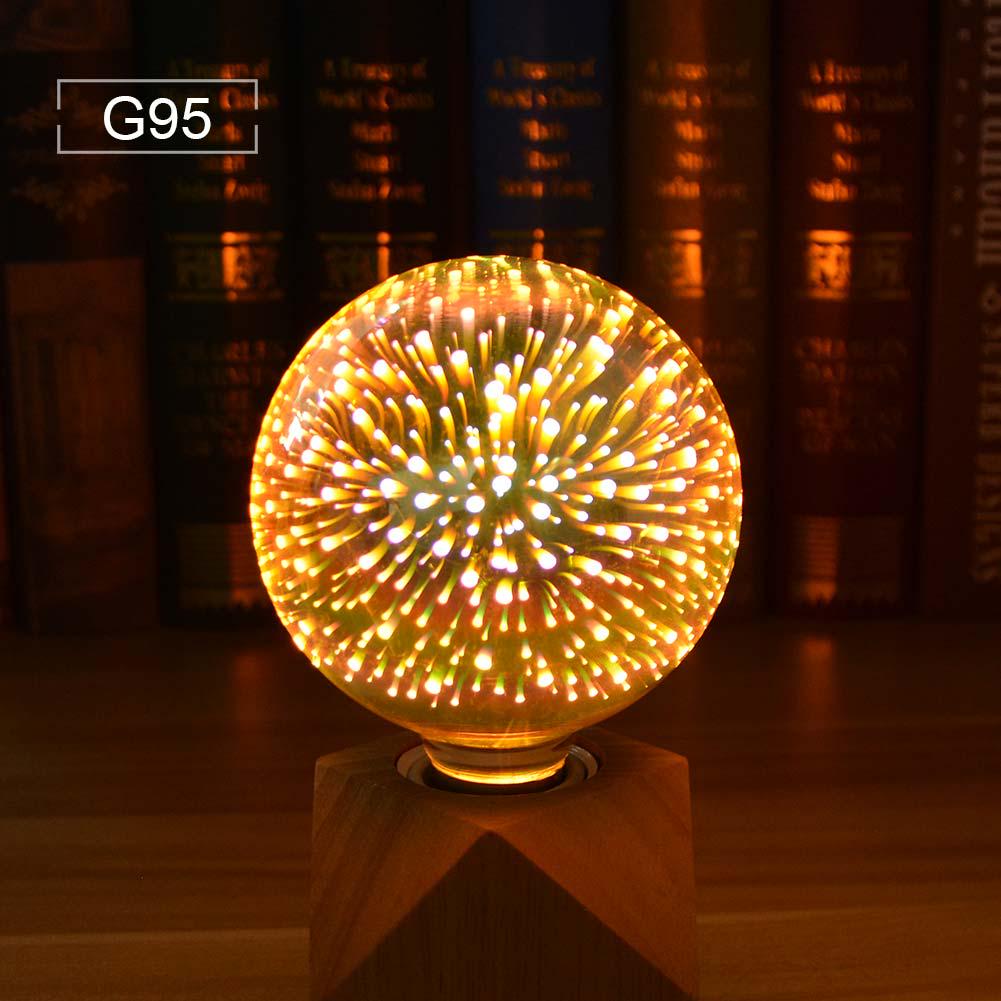 Neuheit 3D-Feuerwerk-Effekt Vintage Edison-Lampe E27 110 V-220 V Weihnachtsdekoration Lichter A60 ST64 G80 G95 G125 Weihnachtsfeier Heimdekoration G95 warm weiße