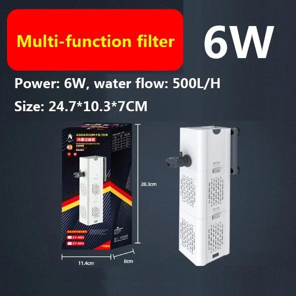 Aquariumfilter Drei in Eins Wasser Biologische Filtration Sauerstoffanreicherung Zirkulationspumpe Eingebauter Tauchbelüfter 220-240V EU Plug