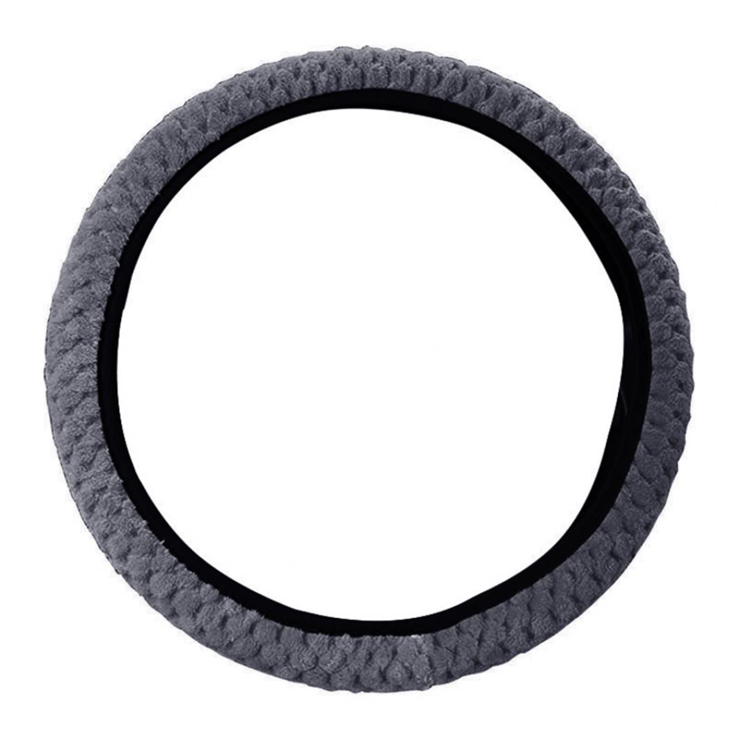 Universeller Winter-Anti-Rutsch-weicher Plüsch-Auto-Lenkrad-Schutzhüllenhalter grau