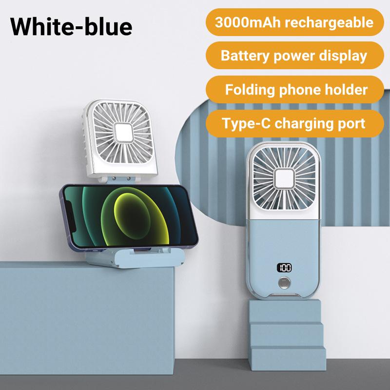 Faltbarer Nacken-Hängeventilator Kühlung Desktop-Kühlung Handheld USB Mini-Ventilator Camping Leise Ventilator Luftkühler für Sport blau
