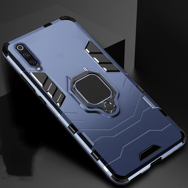 4 in 1 Fall für Samsung Galaxy A70 A50 Fall Rüstung PC Abdeckung TPU Rand Finger Ring Halter Telefon Fall auf Für Samsung A52 A72 M01 A01 Abdeckung Samsung Galaxy A50 blau