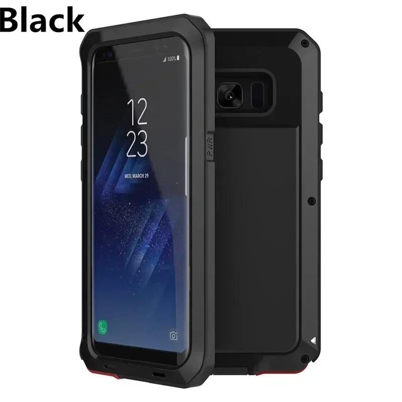 Für Samsung Galaxy S24 S23 S22 S21 Ultra S10 S20 Plus Note 20 10 Luxus-Rüstungsmetall-Hochleistungsschutzhülle Stoßfeste Abdeckung S24 Ultra(Soft Film) schwarz