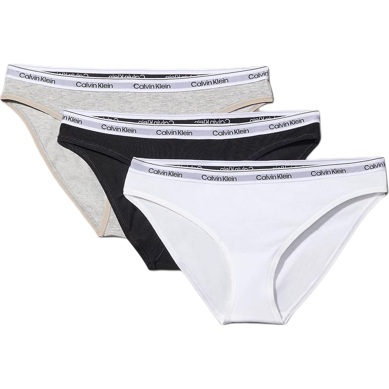 Calvin Klein Bikini 3er-Pack Color Block Bequem Buchstaben Jacquard Dreieck Unterwäsche Damenunterwäsche 000QD5207E-MPI L