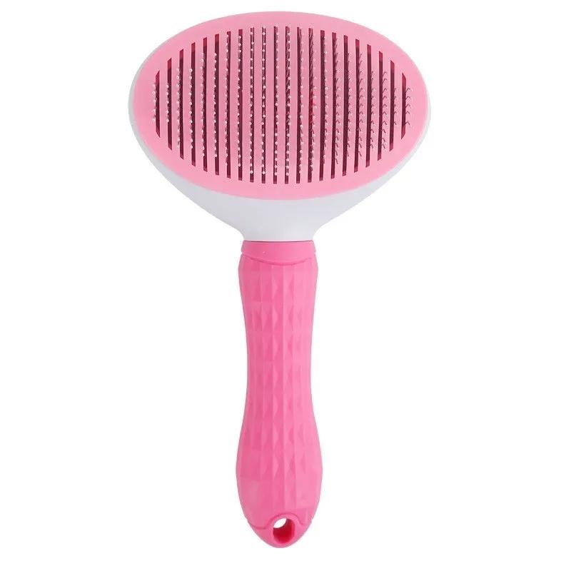 Haustier Hund Pinsel Katze Kamm Selbst Reinigen Pet Haar Entferner Bürste Für Hunde Katzen Pflege Werkzeuge Haustiere Dematting Kamm hunde Zubehör rosa