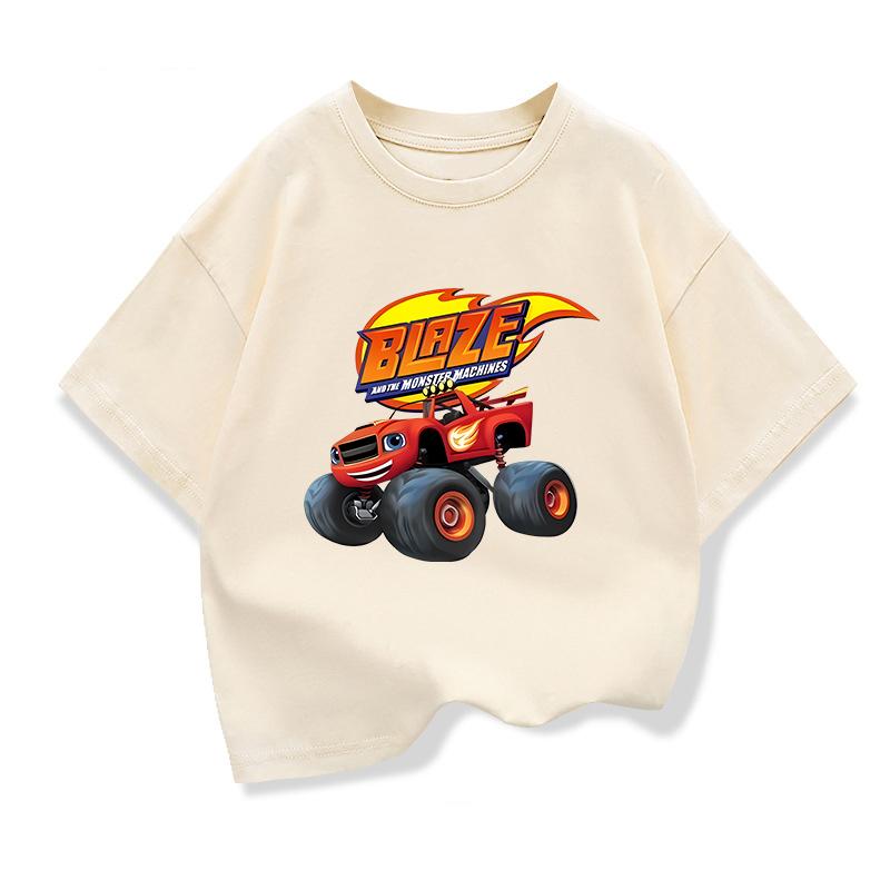 Neues Sommer-Kurzarm-T-Shirt Blaze und die Monster-Maschinen Kinderkleidung Jungen Cooles Oberteil 160