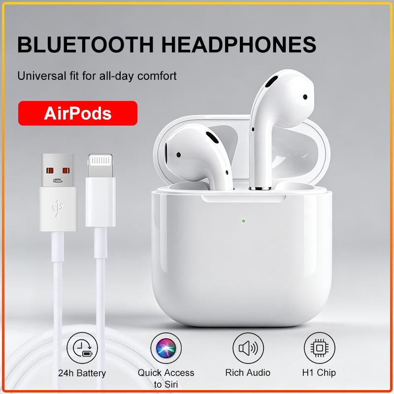 Apple AirPods 2. Generation Kabellose Bluetooth-Kopfhörer H1-Chip Siri-Zugang 24H Akkulaufzeit Stereo In-Ear-Kopfhörer Mit Lightning-Ladecase weiß