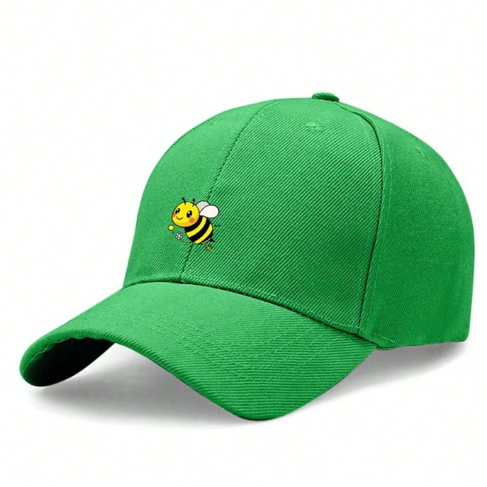 Niedliche Biene Druck Baseballkappe - Entzückende Tier-Thema Verstellbare Sonnenkappe, Atmungsaktiv Leicht Outdoor Sport Tägliche Kleidung Baseballmütze Für Sommer Geschenke grasgrüne