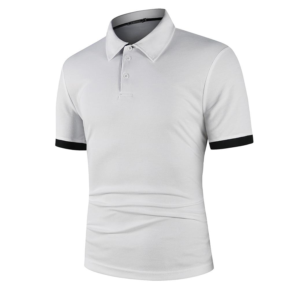 Männer Polo Männer Shirt Kurzarm Polo Shirt Kontrast Farbe Polo Neue Kleidung Sommer Streetwear Casual Mode Männer tops XXL weiß