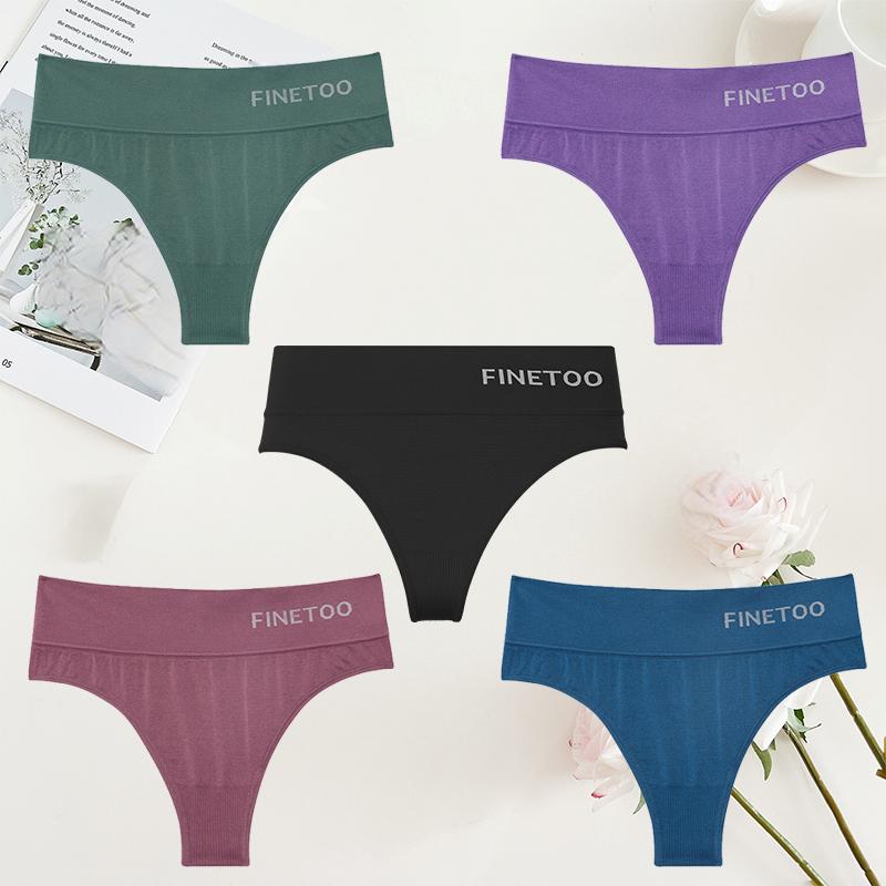 FINETOO 5 Stück/Set Bodyshaper Slips Damen Unterwäsche Hohe Taille Slips Damen Dessous Sexy G-String Unterhosen Pantys Bodyslim XL-XXL&Set