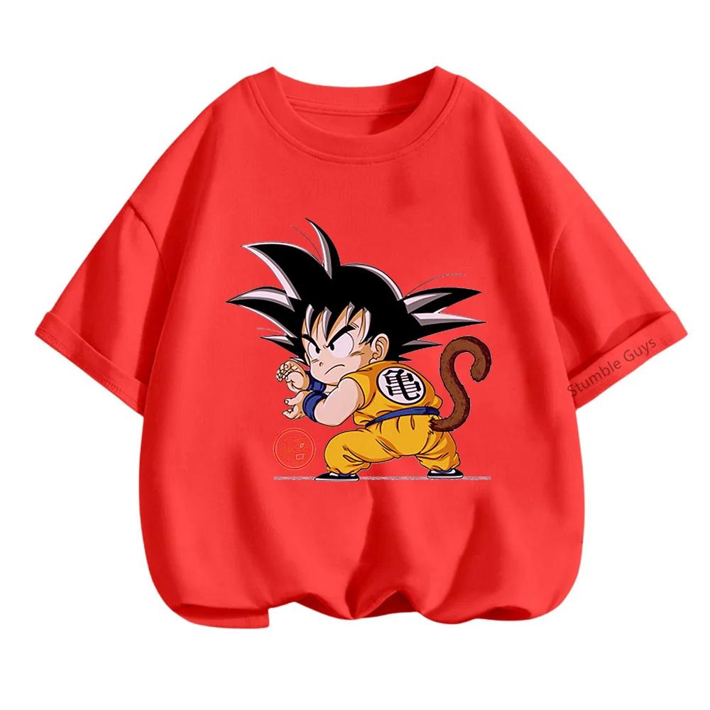 2025 MINISO Sommer 4-14 Kinder Dragon Ball Z T-shirt Son Goku Anime Teen Kleidung Mode Casual T-shirt Jungen Kleidung mädchen Kawaii Kinder Tops 140