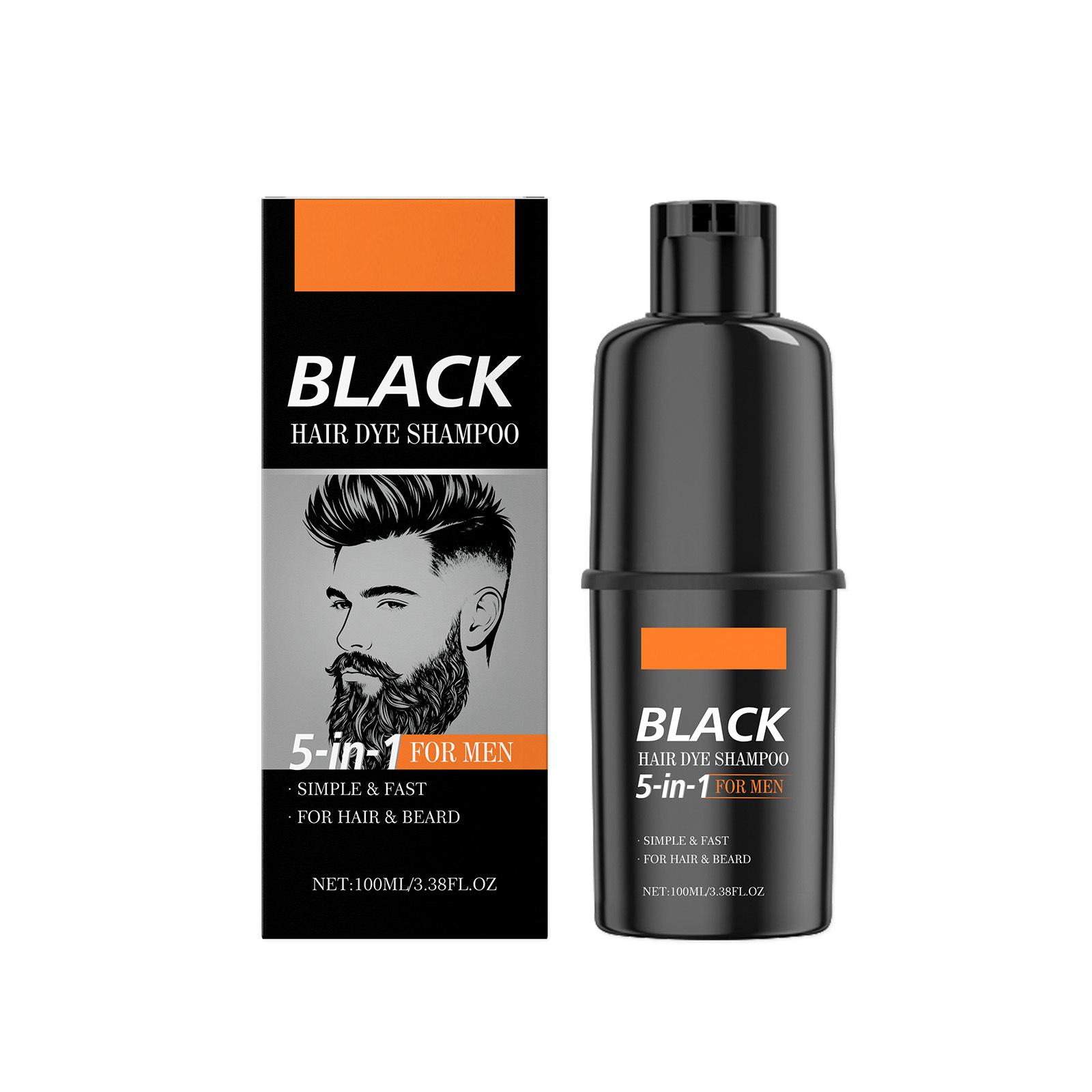 5-in-1 Shampoo, Herren-Shampoo für schwarzes Haar mit pflanzlichen Inhaltsstoffen, Haarfarben-Shampoo, Abdeck-Shampoo, 100 ml One Size schwarz