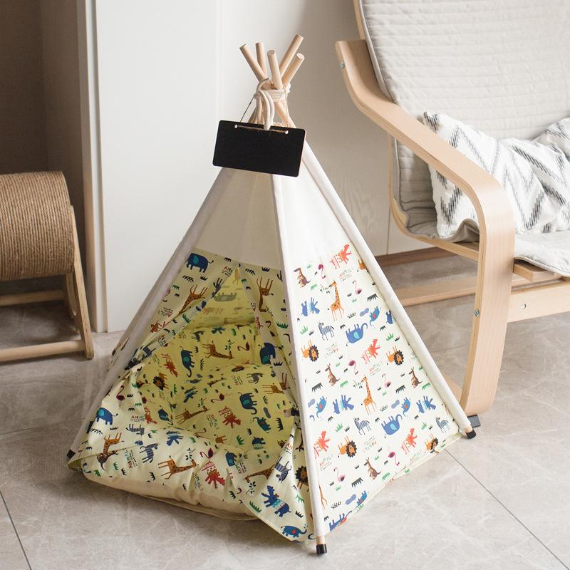 Haustierzelt Hundehütte Leinwand Hundehütte Farbpassend Katzenhütte S (40 × 40 × 50cm) gray