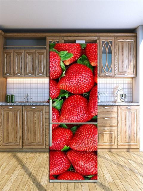 Lebensmittel Kühlschrank Aufkleber Vinyl Kühlschrank Tapete ganze Tür Abdeckung Küche selbstklebende Gefrierschrank Film Wand Poster Wandtattoo 60x150cm(1pcs)