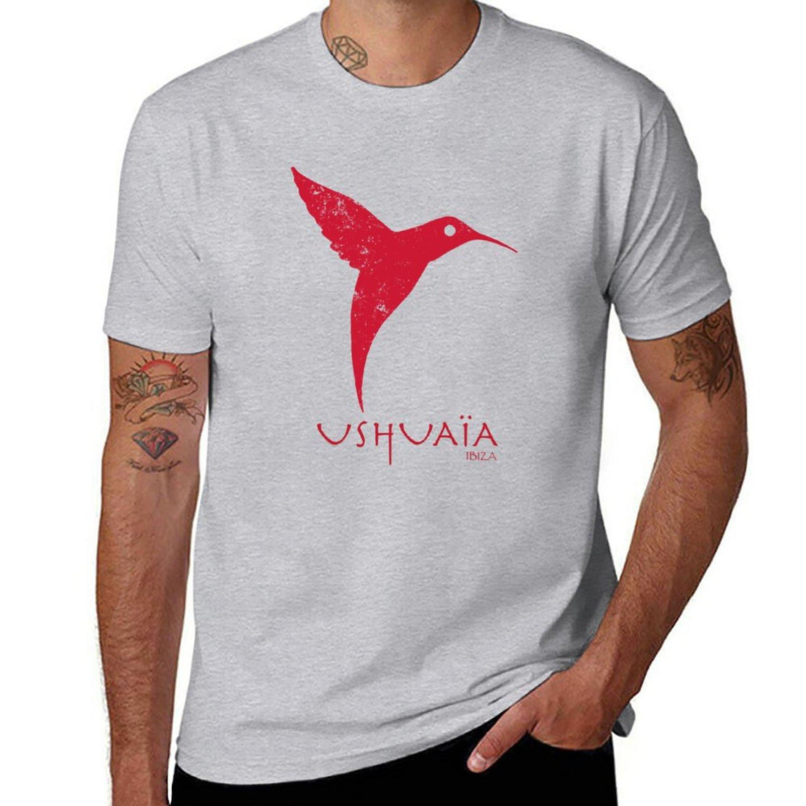 Neues Ushuaia Ibiza Party T-Shirt schnell trocknendes Shirt T-Shirt Mann Tierprint Shirt für Jungen Vintage Kleidung Herren Baumwoll-T-Shirt S gray