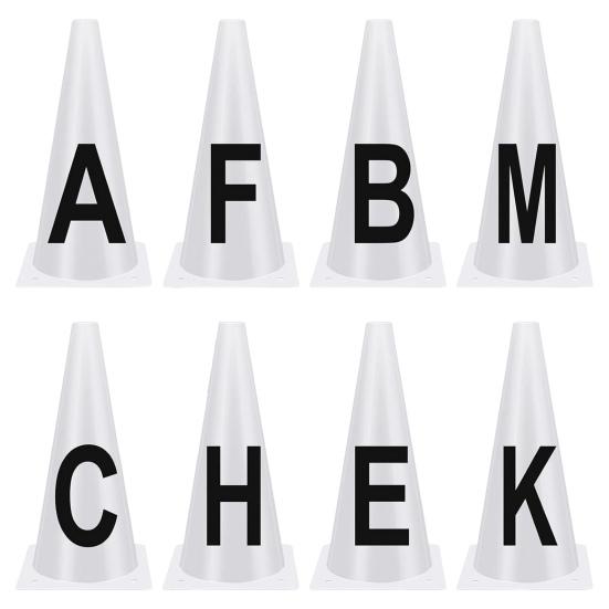 4/ 8 Stück Dressurkegel mit Buchstaben Trainingskegel Set Stapelbar Reitsport Zeichen Einfache Montage white