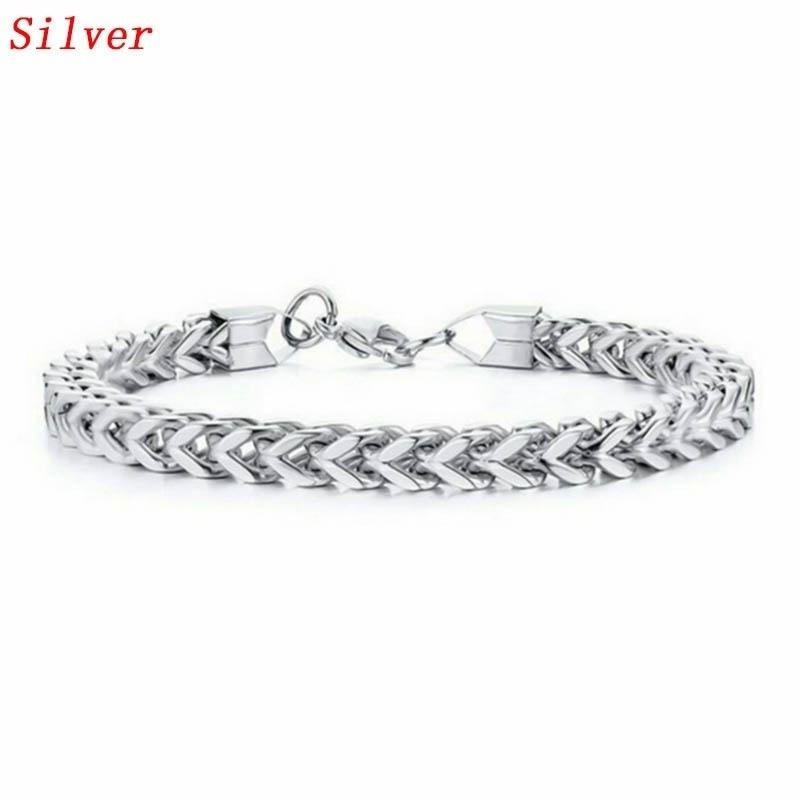 Elegante Edelstahl-Schlangenketten-Armbänder und Armreifen für Herren, Gliederketten-Armbänder, Schmuck, Geschenke silber