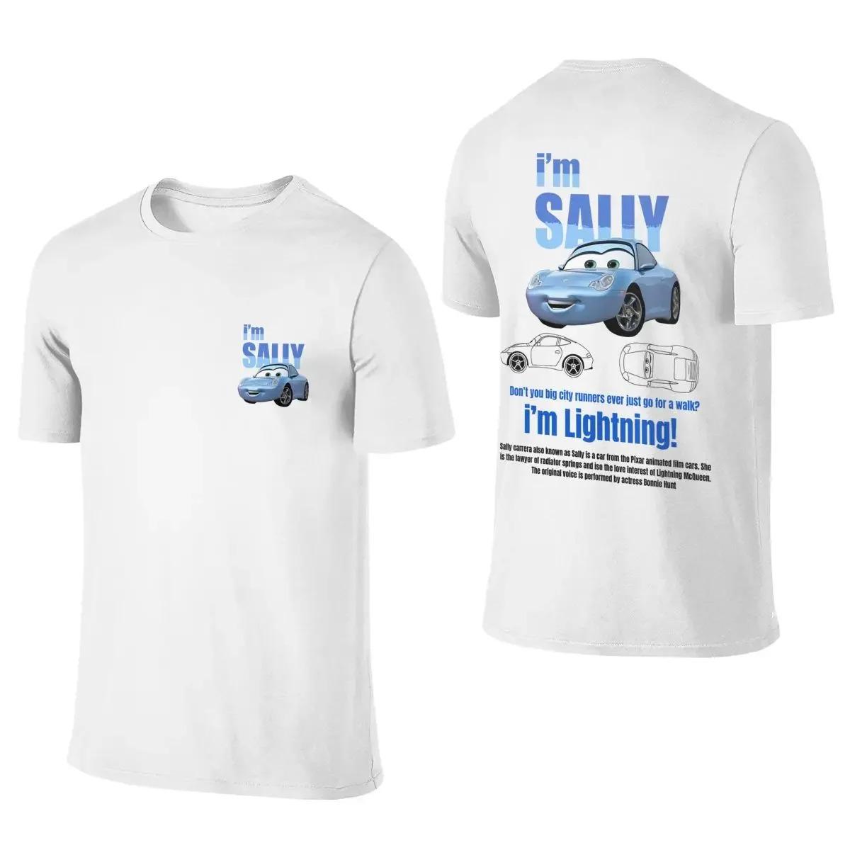 Sommer Lightning McQueen und Sally T-Shirt für Paare Mcqueen Sally T-Shirts Beidseitiger Druck T-Shirt für Damen Herren Baumwolle Oversized Kurzarm S rosa