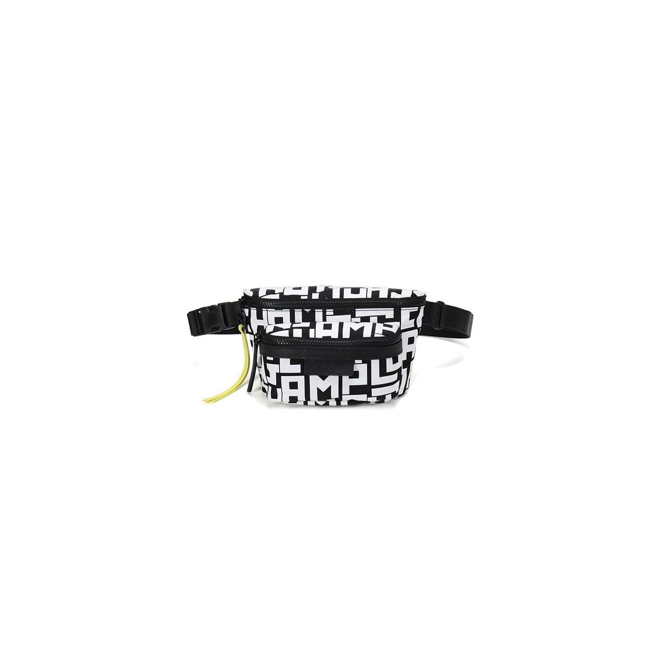 Longchamp Le Pliage Lgp 24 Color Block Buchstabenmuster Reißverschluss Nylon Leinwand und Rindsleder Bauchtasche Mittel Damen Bauchtasche Schwarz Weiß 10034412067 Black White