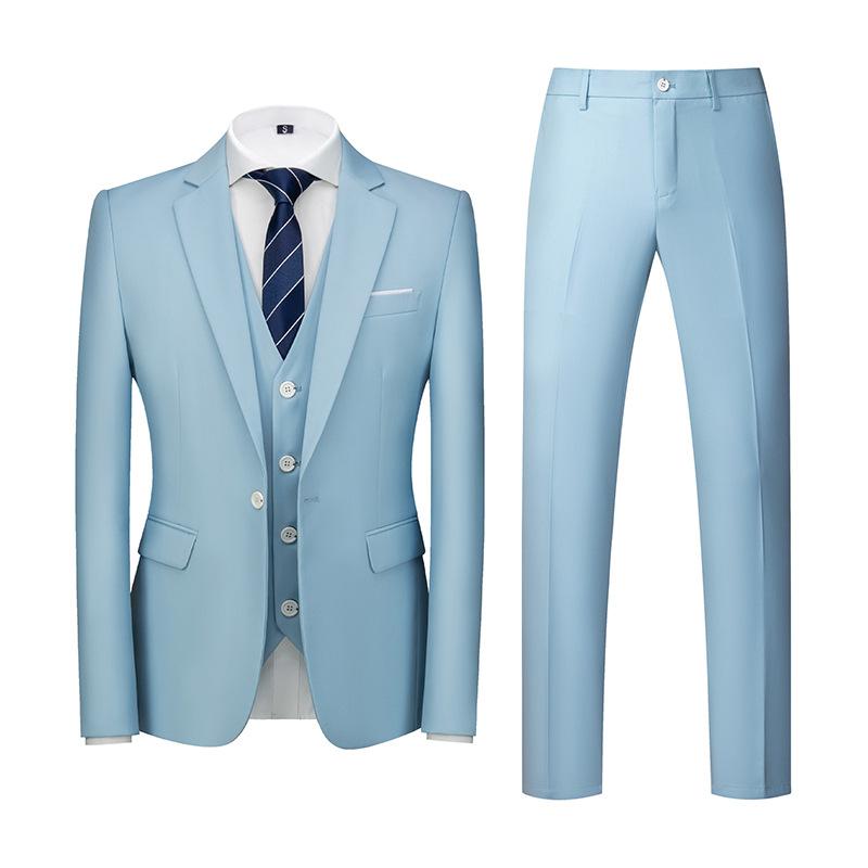 Formeller Anzug, 3-teiliges Set, Anzug für Herren, Business, Büro, Hochzeit, Party, Anzug, Blazer + Hose + Weste L himmelblaue