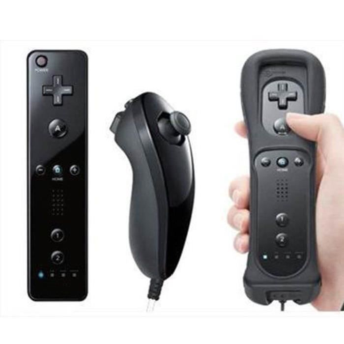 Wiimote Controller Nunchuk für Nintendo Wii Wii U Game Schwarz + Silikonhülle + Riemen