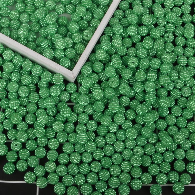 10 mm, 50 Stück, Acrylperlen, Bayberry-Perlen, runde lose Perlen für Schmuckherstellung, DIY-Zubehör grasgrüne