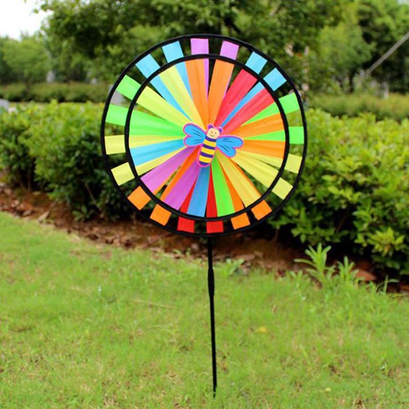 Doppelschichtiges buntes Rad-Windmühlen-Windspinner-Kinderspielzeug-Garten-Yard-Dekor One Size