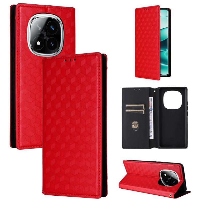 Flip-Cover für Xiaomi Redmi Note 14 / 14 Pro / Note 14 Pro+ Plus PU-Leder-Telefonhülle Rundumschutz Stoßfeste Brieftaschenabdeckung Redmi Note 14 Pro+ Plus rot