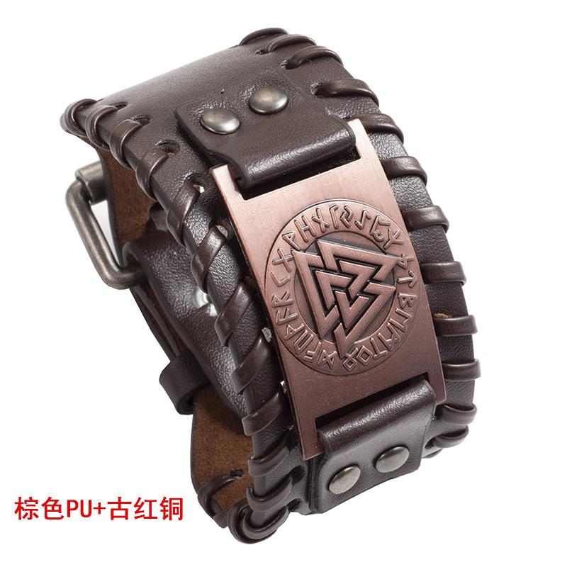 Schmuck Nordic Viking Totem Dreieck Energie Armband männer Kreative Leder Armband Persönlichkeit Retro Geflochtenes Armband gray