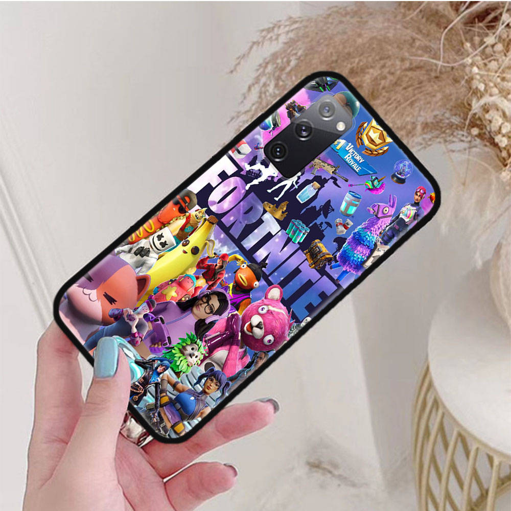 Schwarze Hülle für iPhone 16 15 Plus 14 13 12 11 Pro 8 6 SE XR XS Max P30 Nova 5T Y5P Y6 Y7 Y8P Y9 Realme C30 C33 C31 F-93 Lustiges Fortnite iPhone 11 Pro Max bronze