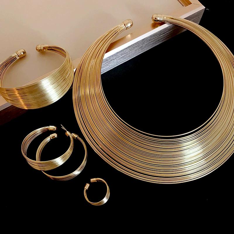 Metallring mehrschichtige Halskette modisch und trendig Halskette Damen Gothic Accessoires Party Schmuck Accessoires Other brown