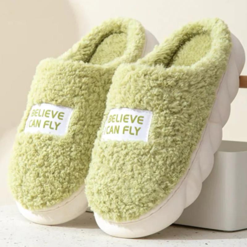 Frauen Männer Dicke Sohle Hausschuhe Indoor Hausschuhe für Frauen Winter Plattform Rutschen Warme Flauschige Hausschuhe Fell Baumwolle Schuhe Damen 40-41 grün