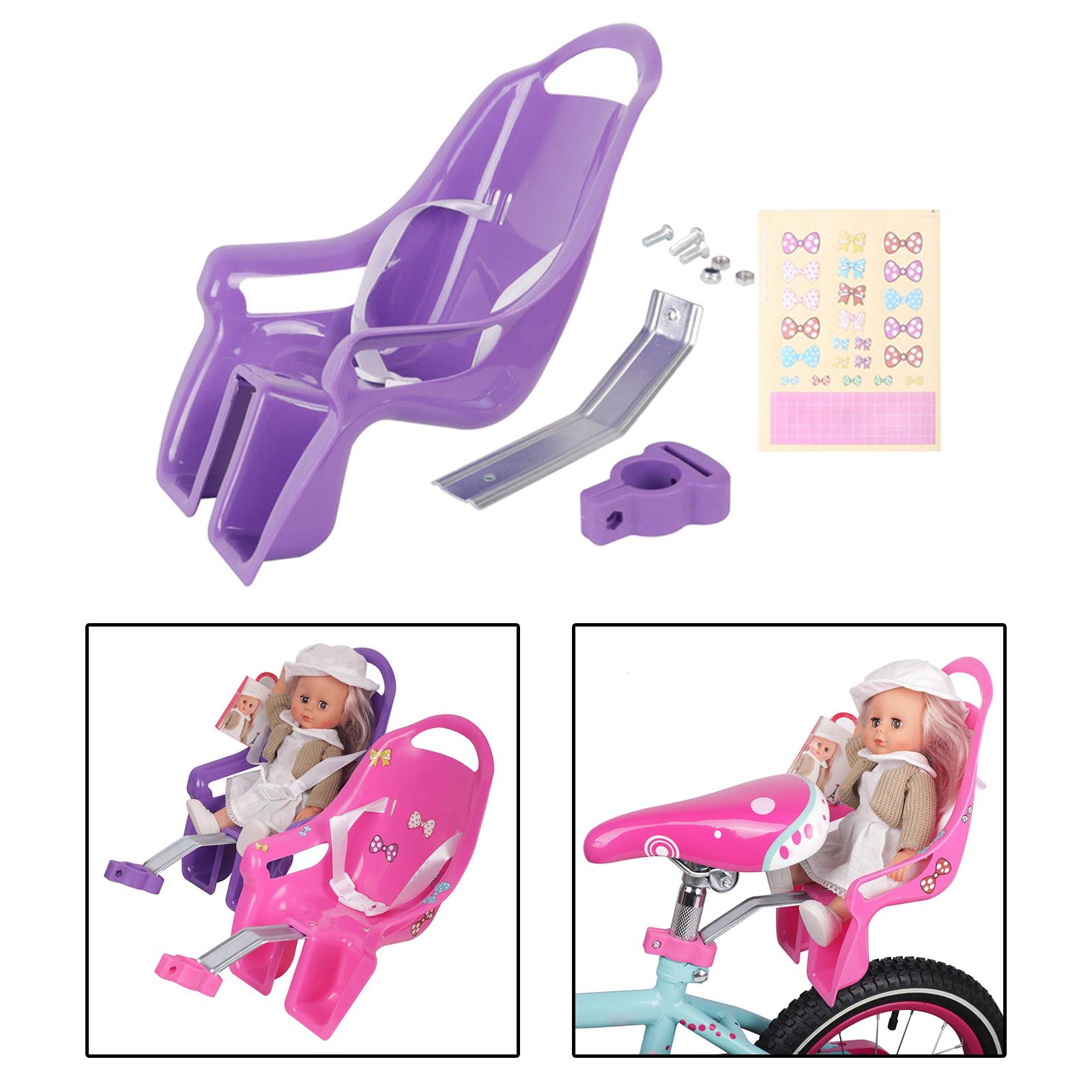 Mädchen Fahrrad Puppensitz mit DIY-Aufklebern Kinder Fahrrad Dekoration Universeller Puppen Fahrradsitz Fahrradzubehör für Mädchen violett