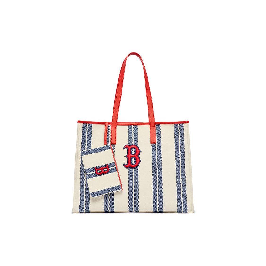 MLB Boston Red Sox Gestreifte Klettverschluss Canvas Tragetasche Einkaufstasche Unisex Tragetasche Hellblau 3AORL03 Light Navy Blue