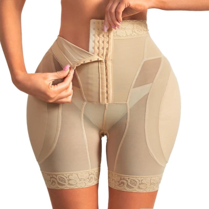 Damen Hohe Taille Hüftpolster Former Slips Gepolsterter Hüftverstärker Shapewear Shorts Atmungsaktive Po-Hebende Body Shaper Push-Up Slips S