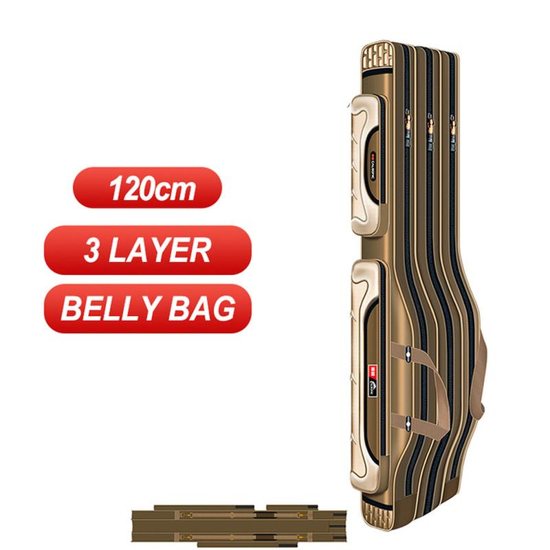 2/3/4 Schicht Tragbare Falten Angelrute Reel Tasche Angelrute Getriebe Werkzeug Tragetasche Tragetasche zum Angeln Große Kapazität Reisetasche 3Layer 120cm belly