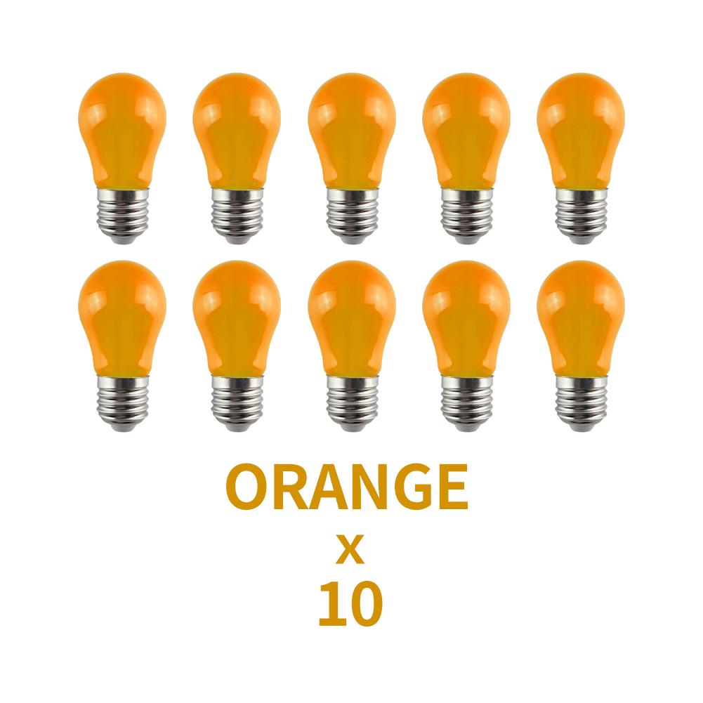 10 Stück Farbe E27 LED-Birne 220V 2W A45 Lampe Rot Blau Weiß Gelb Rosa PC Outdoor Camping Dekoration Festival Bunte Birne Lampe orange
