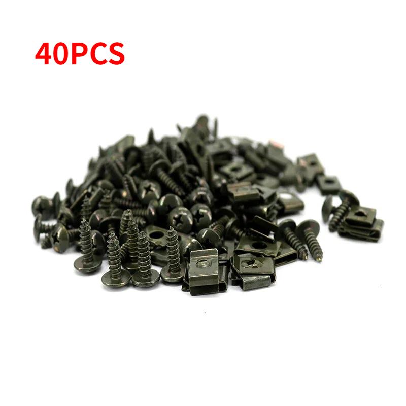 Auto-Selbstschneidende Schraubenbefestigungen Auto-Metall-U-förmige Abstandshalter Selbstschneidende Schrauben Kit Auto-Motorrad-Modifikationszubehör 40pcs