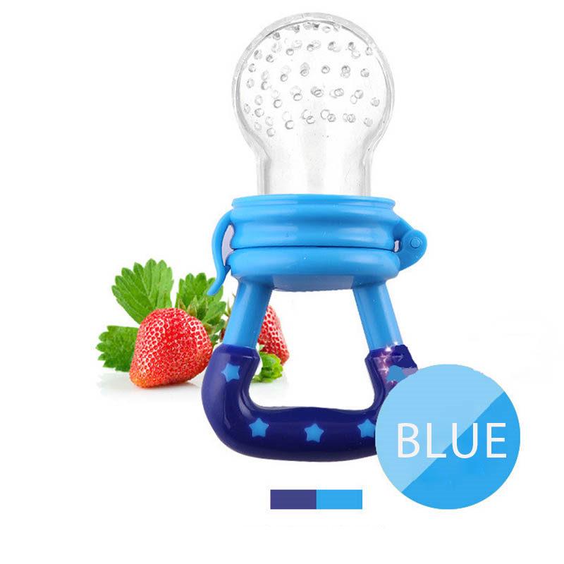 1 Stück Frischobst Lebensmittel Knabber Baby Schnuller Silikon Baby Feeder M blau
