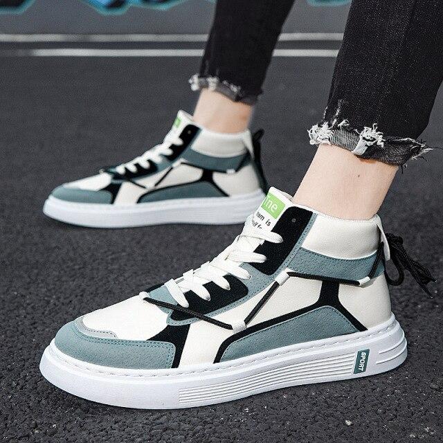 Herren Mid-Top Sneaker Flyweaving Sneaker Bequeme Laufschuhe Outdoor Herren Sneaker Hochwertige Freizeit-Laufschuhe 39 see-blaue