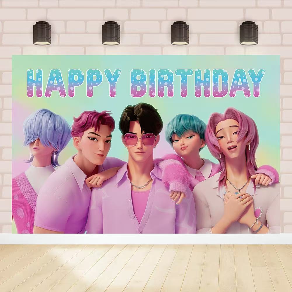 Kpop Dämonenjäger Saja Jungs Geburtstag Foto Hintergrund Mädchen Junge Alles Gute zum Geburtstag Hintergrund Fotografie Requisiten 150x100cm