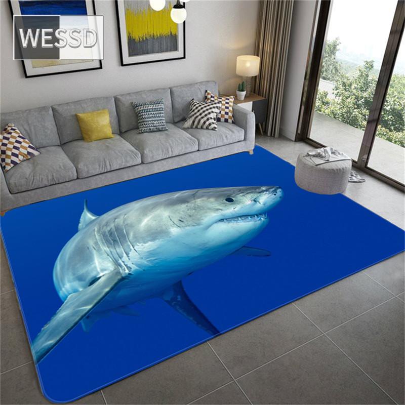 Hai-Muster, 3D-Matte für Schlafzimmer, Meerestier, großer Teppich, Wohnzimmer, Schwammmaterial, Teppich für Raumbereich, Teppich, Jungenschlafzimmer 40x60cm 1pcs