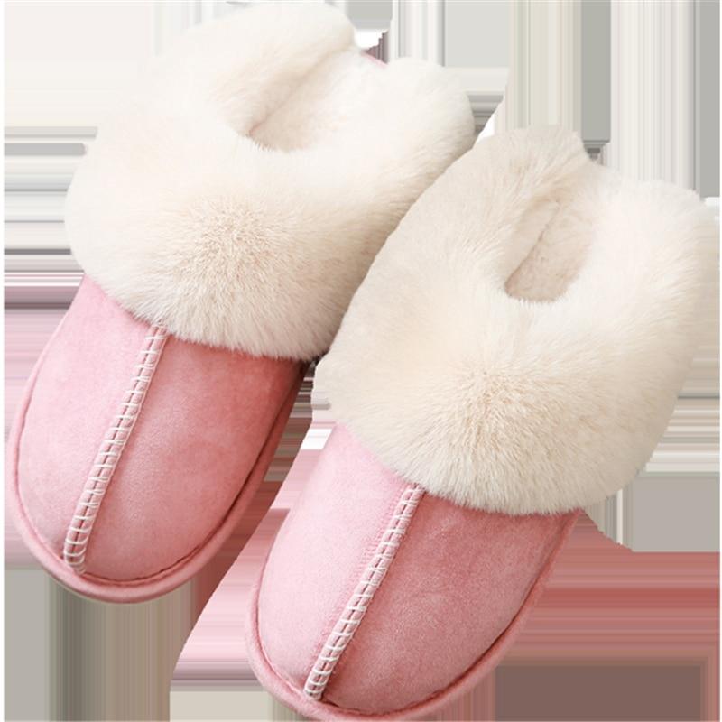 Plüsch Warme Home Flache Hausschuhe Leichte Weiche Bequeme Winter Hausschuhe Damen Baumwolle Schuhe Indoor Plüsch Hausschuhe 36-37 rosa